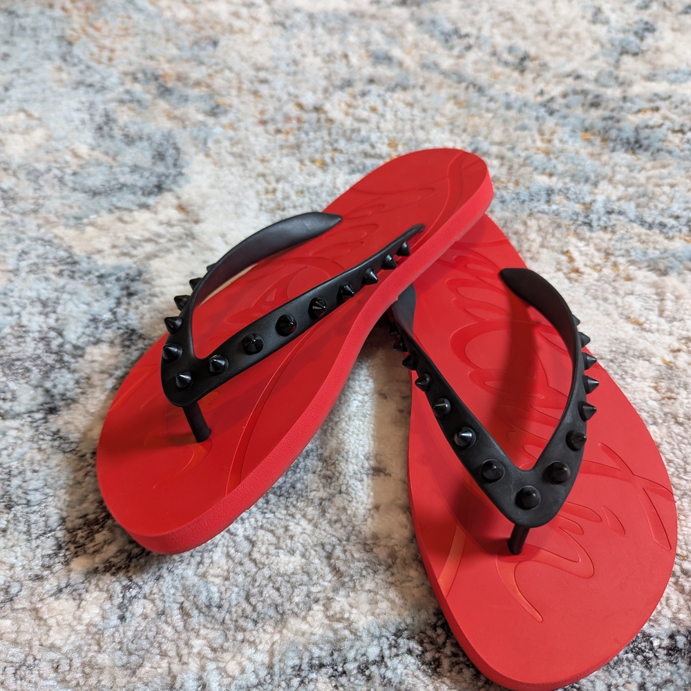 Christian Louboutin Red and Black Sandals